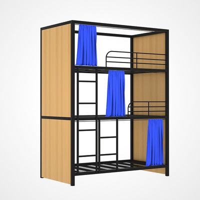 Strati tripli Mesh Hotel Steel Loft Bed d'acciaio con la tenda