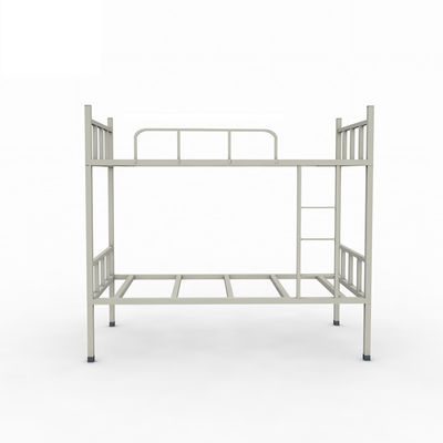 Letto a castello in metallo grigio antiscivolo a doppio strato per dormitorio con scala