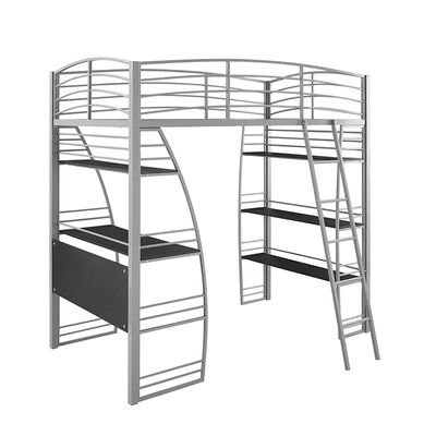 Letto di cuccetta d'acciaio del letto singolo grigio della scuola del dormitorio con lo scrittorio e lo scaffale di studio