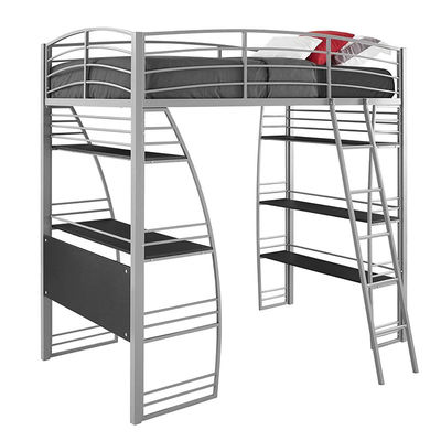 Letto di cuccetta d'acciaio del letto singolo grigio della scuola del dormitorio con lo scrittorio e lo scaffale di studio