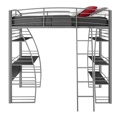Letto di cuccetta d'acciaio del letto singolo grigio della scuola del dormitorio con lo scrittorio e lo scaffale di studio