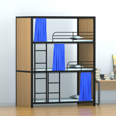 Strati tripli Mesh Hotel Steel Loft Bed d'acciaio con la tenda
