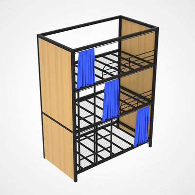 Strati tripli Mesh Hotel Steel Loft Bed d'acciaio con la tenda