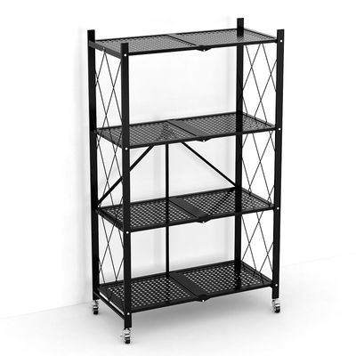Scaffale domestico di piegatura del metallo di Tires della cucina 4 con 4 ruote