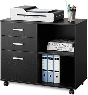 Stampatore laterale mobile Stand Filing Cabinet del metallo di 3 cassetti con gli scaffali di stoccaggio aperto
