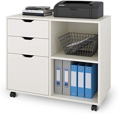 Stampatore laterale mobile Stand Filing Cabinet del metallo di 3 cassetti con gli scaffali di stoccaggio aperto