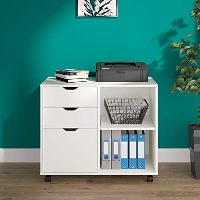 Stampatore laterale mobile Stand Filing Cabinet del metallo di 3 cassetti con gli scaffali di stoccaggio aperto